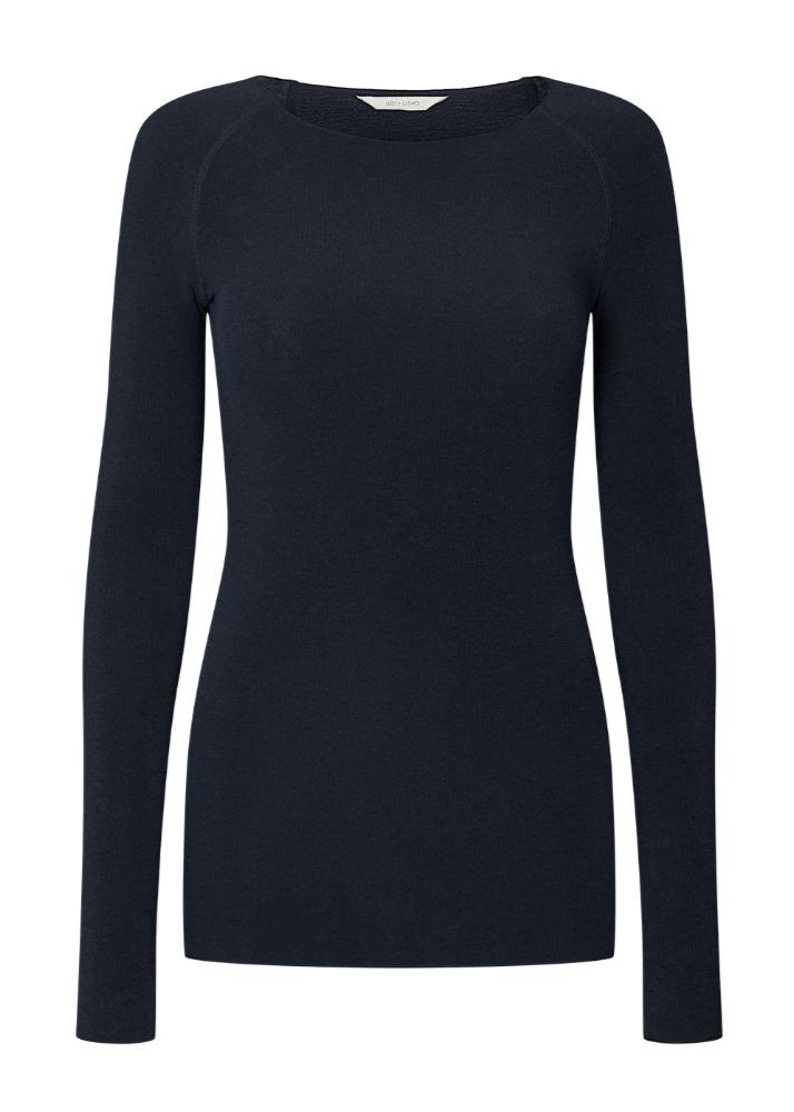 Amalie Wool langærmet t-shirt - Midnight Blue